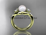 Unique 14kt yellow gold pearl engagement ring VP8220 - Vinsiena Designs