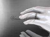 14kt rose gold stackable, stacking ring, wedding band, midi ring, black enamel WB120016 - Vinsiena Designs