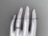 14kt white gold stackable, stacking ring, wedding band, midi ring, black enamel WB120016 - Vinsiena Designs