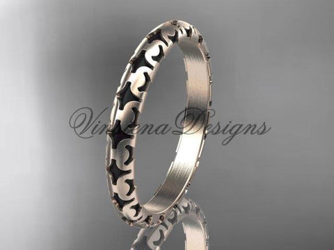 14kt rose gold stackable, stacking ring, wedding band, midi ring, black enamel WB120017 - Vinsiena Designs