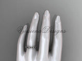 14kt white gold stackable, stacking ring, wedding band, midi ring, black enamel WB120017 - Vinsiena Designs