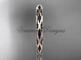 14kt rose gold stackable, stacking ring, wedding band, midi ring, black enamel WB120018 - Vinsiena Designs