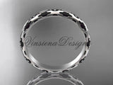 14kt white gold stackable, stacking ring, wedding band, midi ring, black enamel WB120018 - Vinsiena Designs