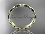 14kt tellow gold stackable, stacking ring, wedding band, midi ring, black enamel WB120018 - Vinsiena Designs