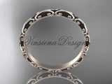 14kt rose gold stackable, stacking ring, wedding band, midi ring, black enamel WB120019 - Vinsiena Designs