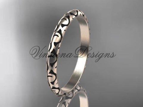 14kt rose gold stackable, stacking ring, wedding band, midi ring, black enamel WB120020 - Vinsiena Designs
