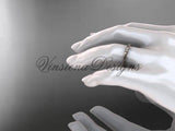 14kt rose gold stackable, stacking ring, wedding band, midi ring, black enamel WB120020 - Vinsiena Designs