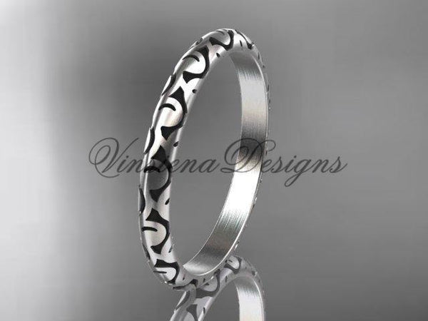 14kt white gold stackable, stacking ring, wedding band, midi ring, black enamel WB120020 - Vinsiena Designs