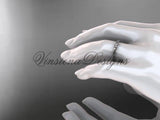 14kt white gold stackable, stacking ring, wedding band, midi ring, black enamel WB120020 - Vinsiena Designs