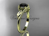 Unique 14kt yellow gold engagement ring, Enhanced Black Diamond ADLR322 - Vinsiena Designs