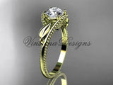 Unique 14kt yellow gold engagement ring "Forever One" Moissanite ADLR322 - Vinsiena Designs