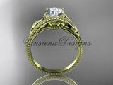 Unique 14kt yellow gold engagement ring "Forever One" Moissanite ADLR322 - Vinsiena Designs