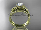 Unique 14kt yellow gold engagement ring set ADLR322S - Vinsiena Designs