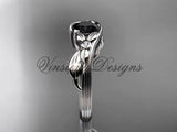Unique Platinum diamond floral engagement ring, Enhanced Black Diamond ADLR324 - Vinsiena Designs