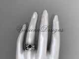 14kt white gold diamond floral engagement set, Enhanced Black Diamond  ADLR324S - Vinsiena Designs