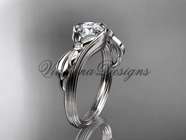 Unique platinum diamond floral engagement ring ADLR324P - Vinsiena Designs
