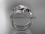 Unique platinum diamond floral engagement set ADLR324S - Vinsiena Designs