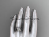 Unique platinum diamond floral engagement set, One Moissanite  ADLR324S - Vinsiena Designs