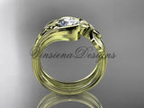 Unique 14kt yellow gold diamond floral engagement set, One Moissanite  ADLR324S - Vinsiena Designs