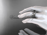 Platinum diamond leaf and vine engagement ring, Enhanced Black Diamond ADLR329 - Vinsiena Designs