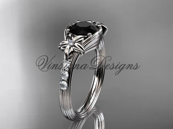 Unique platinum diamond engagement ring, Enhanced Black Diamond ADLR333 - Vinsiena Designs