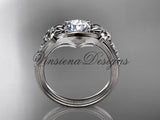 Unique Platinum diamond leaf, vine, floral diamond engagement ring ADLR333 - Vinsiena Designs