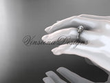 Unique platinum diamond "Forever One" Moissanite engagement ring ADLR333 - Vinsiena Designs