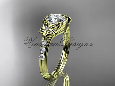 Unique 14k yellow gold diamond "Forever One" Moissanite engagement ring ADLR333 - Vinsiena Designs