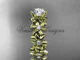 Unique 14k yellow gold diamond floral engagement ring ADLR339 - Vinsiena Designs