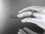 Unique 14k white gold leaf and vine engagement ring, wedding ring ADLR343 - Vinsiena Designs