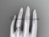 Unique 14k white gold leaf and vine engagement ring, wedding ring ADLR343 - Vinsiena Designs