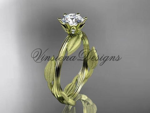 Unique 14kt yellow gold leaf and vine engagement ring, wedding ring ADLR343 - Vinsiena Designs