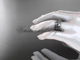 14kt white gold leaf and vine, flower wedding ring, wedding band ADLR346G