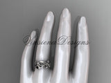 14kt white gold leaf and vine, flower wedding ring, wedding band ADLR346G