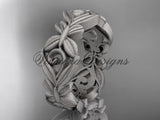 Platinum leaf and vine, flower wedding ring, wedding band ADLR348G