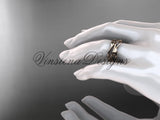 14kt rose gold leaf and vine, flower wedding ring, wedding band ADLR350G