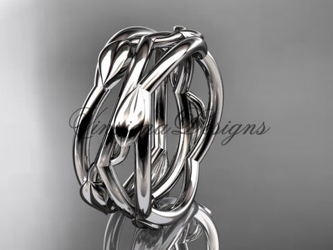 Platinum leaf and vine, flower wedding ring, wedding band ADLR350G