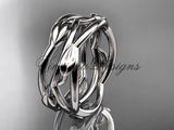 14kt white gold leaf and vine, flower wedding ring, wedding band ADLR350G