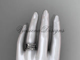 14kt white gold leaf and vine wedding ring, wedding band ADLR351B