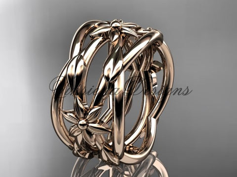 14kt rose gold leaf and vine, flower wedding ring, wedding band ADLR352G