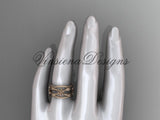 14kt rose gold matte finish leaf, flower wedding ring, wedding band ADLR352G