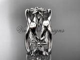14kt white gold leaf and vine, flower wedding ring, wedding band ADLR352G