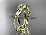 14k white gold diamond leaf and vine wedding ring, engagement ring ADLR353B