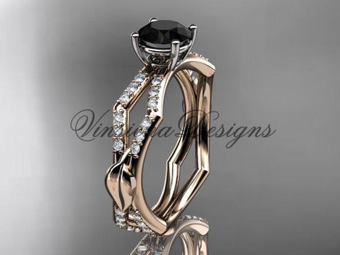 14kt rose gold diamond engagement ring, Enhanced Black Diamond ADLR353