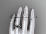 Platinum diamond leaf and vine, engagement ring, Enhanced Black Diamond ADLR353