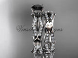 Platinum diamond  wedding ring, engagement set, enhanced Black Diamond ADLR353S