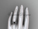 Platinum diamond  wedding ring, engagement set, enhanced Black Diamond ADLR353S