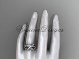 14kt white gold diamond  wedding ring, engagement set, One Moissanite ADLR353S