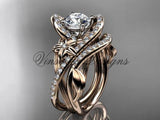 14k rose gold  diamond unique engagement set, wedding ring ADLR369S - Vinsiena Designs