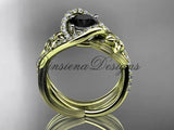 14k yellow gold diamond unique engagement set, Enhanced Black Diamond ADLR369S - Vinsiena Designs